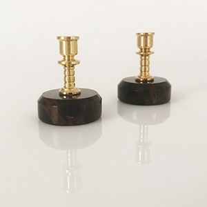 Brass & Marble Combination Tiny Candle Holder Set
